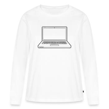 Ordinateur portable - T-shirt manches longues Premium bio Femme - blanc - Devant - Julia (174cm)