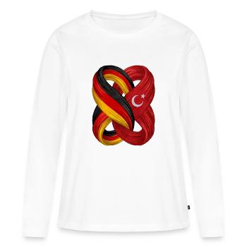 Drapeaux de l’Allemagne et de la Turquie - T-shirt manches longues Premium bio Femme - blanc - Devant - Julia (174cm)