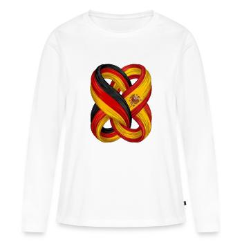 Flaggen Spaniens und Deutschlands - Frauen Premium Bio Langarmshirt - Weiß - Vorne - Julia (174cm)