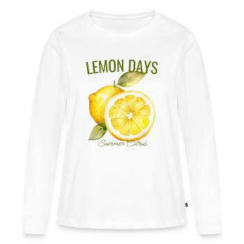 Journées Citron – Été avec des citrons - T-shirt manches longues Premium bio Femme - blanc - Devant - Julia (174cm)