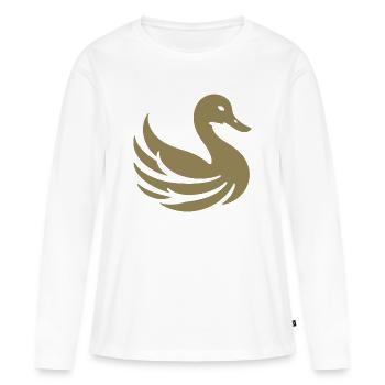 Silhouette des cygnes dorés - T-shirt manches longues Premium bio Femme - blanc - Devant - Julia (174cm)