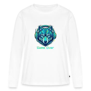 Casque Cyber Alpha Game Over Wolf - T-shirt manches longues Premium bio Femme - blanc - Devant - Julia (174cm)