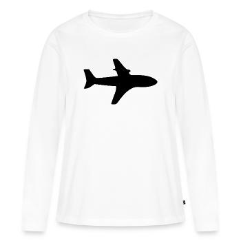 Voyage en avion cadeau de voyage en avion - T-shirt manches longues Premium bio Femme - blanc - Devant - Julia (174cm)