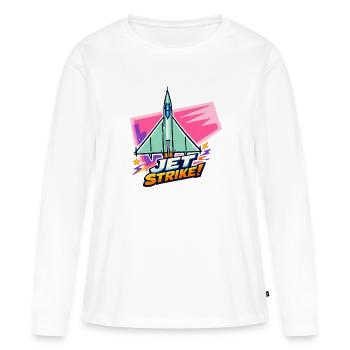 Logo audacieux de Jet Strike - T-shirt manches longues Premium bio Femme - blanc - Devant - Julia (174cm)