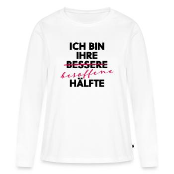 Ich bin ihre besoffene Hälfte Party Shirt - Frauen Premium Bio Langarmshirt - Weiß - Vorne - Julia (174cm)