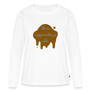 Si tu t'approches - T-shirt manches longues Premium bio Femme - blanc - Devant - Julia (174cm)