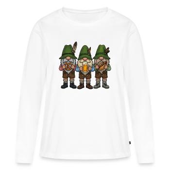 Remplacement des costumes traditionnels du Festival folklorique Gnome Lederhosen - T-shirt manches longues Premium bio Femme - blanc - Devant - Julia (174cm)