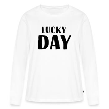 jour de chance - T-shirt manches longues Premium bio Femme - blanc - Devant - Julia (174cm)