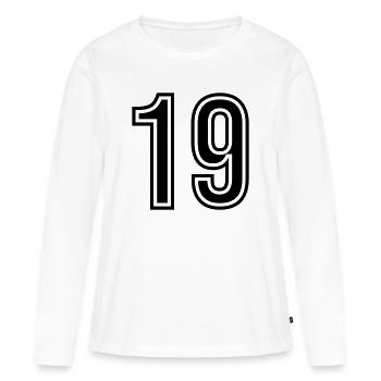 Symbole numérique 19 - T-shirt manches longues Premium bio Femme - blanc - Devant - Julia (174cm)