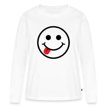 Smiley - T-shirt manches longues Premium bio Femme - blanc - Devant - Julia (174cm)