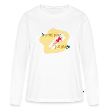 je peux pas j'ai plage - T-shirt manches longues Premium bio Femme - blanc - Devant - Julia (174cm)