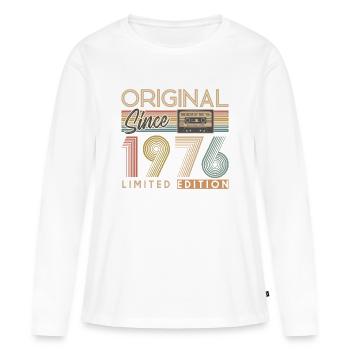 50e anniversaire, 50 ans - T-shirt manches longues Premium bio Femme - blanc - Devant - Julia (174cm)