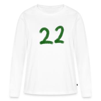Nombre de brosses vertes : 22 - T-shirt manches longues Premium bio Femme - blanc - Devant - Julia (174cm)