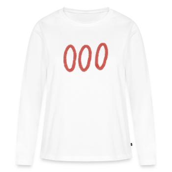 Trois anneaux de Brosse Rouge - T-shirt manches longues Premium bio Femme - blanc - Devant - Julia (174cm)