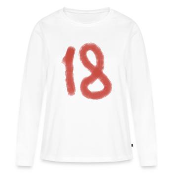 Red Brush Numéro 18 anniversaire - T-shirt manches longues Premium bio Femme - blanc - Devant - Julia (174cm)