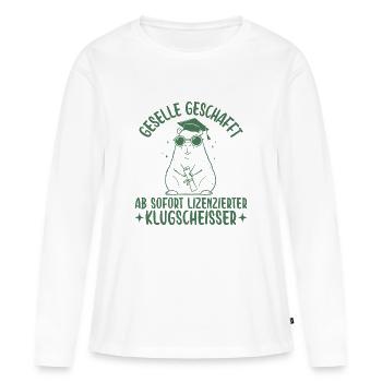 Geselle geschafft Lizenzierter Klugscheißer - Frauen Premium Bio Langarmshirt - Weiß - Vorne - Julia (174cm)