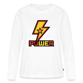 Power Lightning Star Logo - T-shirt manches longues Premium bio Femme - blanc - Devant - Julia (174cm)