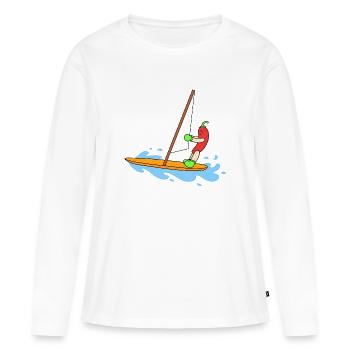 Drôle de navigation au chili - T-shirt manches longues Premium bio Femme - blanc - Devant - Julia (174cm)