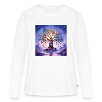 Arbre précieux lumineux onirique - T-shirt manches longues Premium bio Femme - blanc - Devant - Julia (174cm)