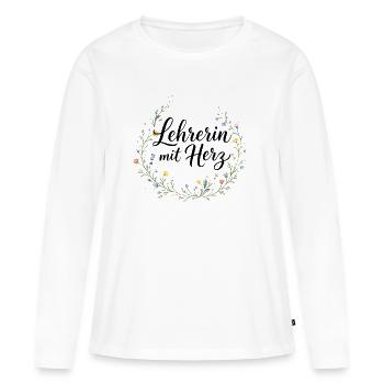 Lehrerin mit Herz - Frauen Premium Bio Langarmshirt - Weiß - Vorne - Julia (174cm)