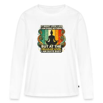 Yoga méditation, cadeau pour les amoureux du zen - T-shirt manches longues Premium bio Femme - blanc - Devant - Julia (174cm)