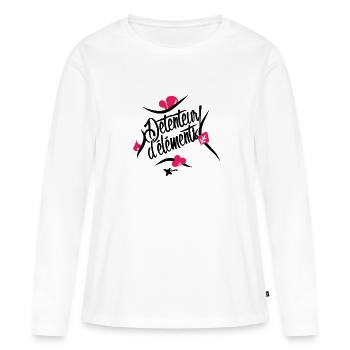 Force des elements (eau, feu, air et terre) - T-shirt manches longues Premium bio Femme - blanc - Devant - Julia (174cm)