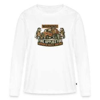 Équipe de collecte des déchets - T-shirt manches longues Premium bio Femme - blanc - Devant - Julia (174cm)