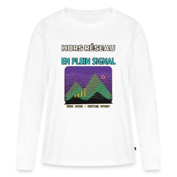 Montagnes au Plein Signal Graphique - T-shirt manches longues Premium bio Femme - blanc - Devant - Julia (174cm)