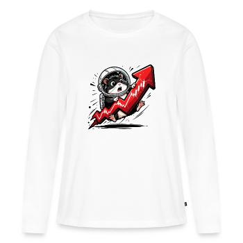 Crypto Hamster - Bitcoin Trader Motif T-Shirt - T-shirt manches longues Premium bio Femme - blanc - Devant - Julia (174cm)