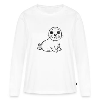 Phoque - T-shirt manches longues Premium bio Femme - blanc - Devant - Julia (174cm)