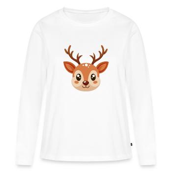 Rentiergesicht - Frauen Premium Bio Langarmshirt - Weiß - Vorne - Julia (174cm)
