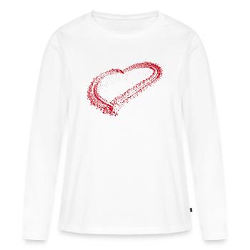 Cœur rouge - T-shirt manches longues Premium bio Femme - blanc - Devant - Julia (174cm)