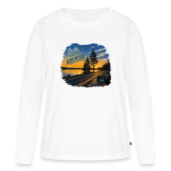 Sur la route de l’aventure - T-shirt manches longues Premium bio Femme - blanc - Devant - Julia (174cm)