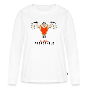 Aperophile - T-shirt manches longues Premium bio Femme - blanc - Devant - Julia (174cm)