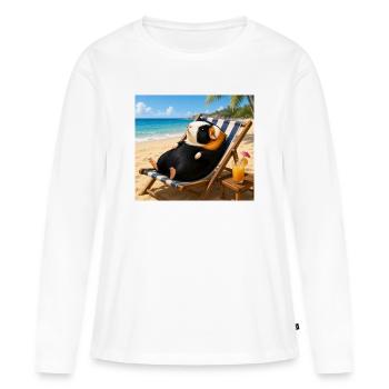 Choupie à la plage - T-shirt manches longues Premium bio Femme - blanc - Devant - Julia (174cm)