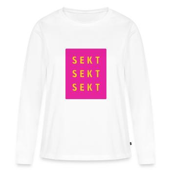 Sekt Dreifach Neon Pink - Frauen Premium Bio Langarmshirt - Weiß - Vorne - Julia (174cm)