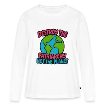 Détruisez le patriarcat, pas la planète - T-shirt manches longues Premium bio Femme - blanc - Devant - Julia (174cm)