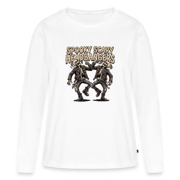 Squelette Heavy Metal Headbanger - T-shirt manches longues Premium bio Femme - blanc - Devant - Julia (174cm)