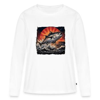 Thon rouge - T-shirt manches longues Premium bio Femme - blanc - Devant - Julia (174cm)