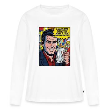 Je fais disparaître la bière Craft Beer - T-shirt manches longues Premium bio Femme - blanc - Devant - Julia (174cm)