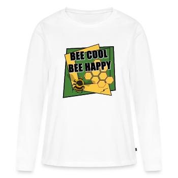 Abeille Cool Abeille Heureuse - T-shirt manches longues Premium bio Femme - blanc - Devant - Julia (174cm)