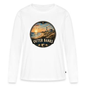 Coucher de soleil pour vacances à la plage à Outer Banks, Caroline du Nord - T-shirt manches longues Premium bio Femme - blanc - Devant - Julia (174cm)