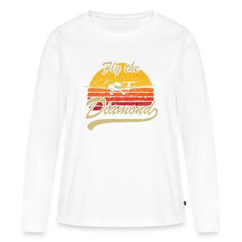 Vole le Coucher de Soleil en Diamant - T-shirt manches longues Premium bio Femme - blanc - Devant - Julia (174cm)