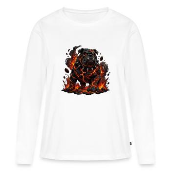 Lava Bulldog with Flame Claws - Women's Premium Organic Long Sleeve Shirt - white - Front - Julia (174cm)