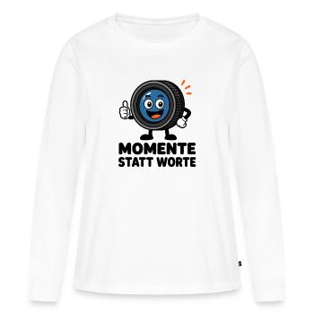 Moments instead of words – comic lens with thumb - Women's Premium Organic Long Sleeve Shirt - white - Front - Julia (174cm)