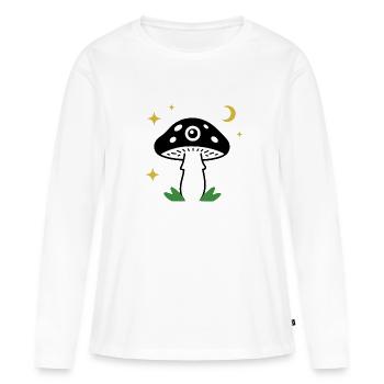 Forêt Sombre du Champignon Œil Mystique - T-shirt manches longues Premium bio Femme - blanc - Devant - Julia (174cm)