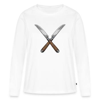 Couteau - T-shirt manches longues Premium bio Femme - blanc - Devant - Julia (174cm)