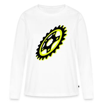 Graphique de plateau de vélo - T-shirt manches longues Premium bio Femme - blanc - Devant - Julia (174cm)