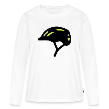 Silhouette du casque de vélo - T-shirt manches longues Premium bio Femme - blanc - Devant - Julia (174cm)