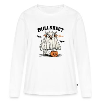 Costume d’Halloween de vache Ferme à jeux de mots drôles - T-shirt manches longues Premium bio Femme - blanc - Devant - Julia (174cm)